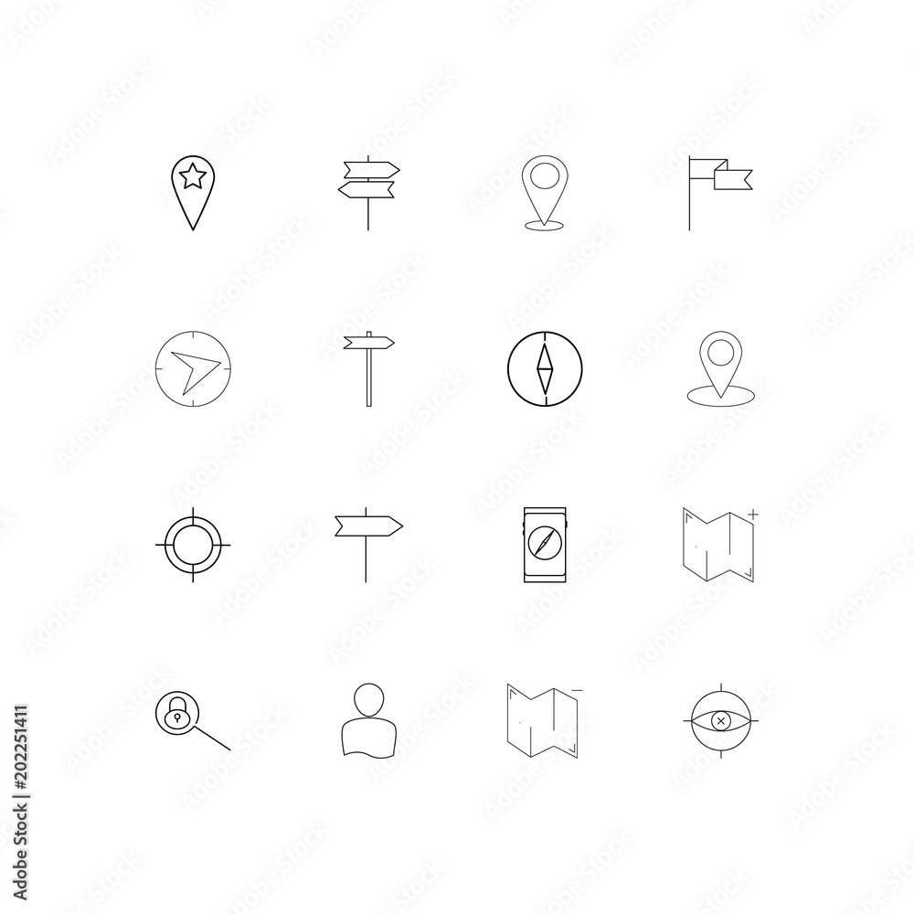 Maps And Navigation simple linear icons set. Outlined vector icons Maps And Navigation simple linear icons set. Outlined vector icons