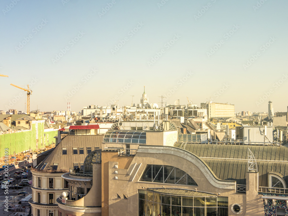 europe city roof panorama view on a summer sunny day