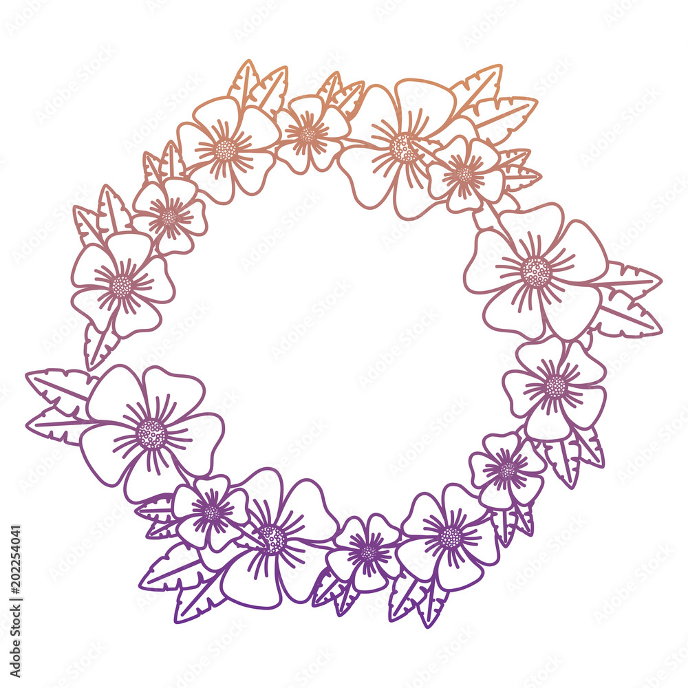 decorative floral wreath icon over white background, colorful design. vector illustration