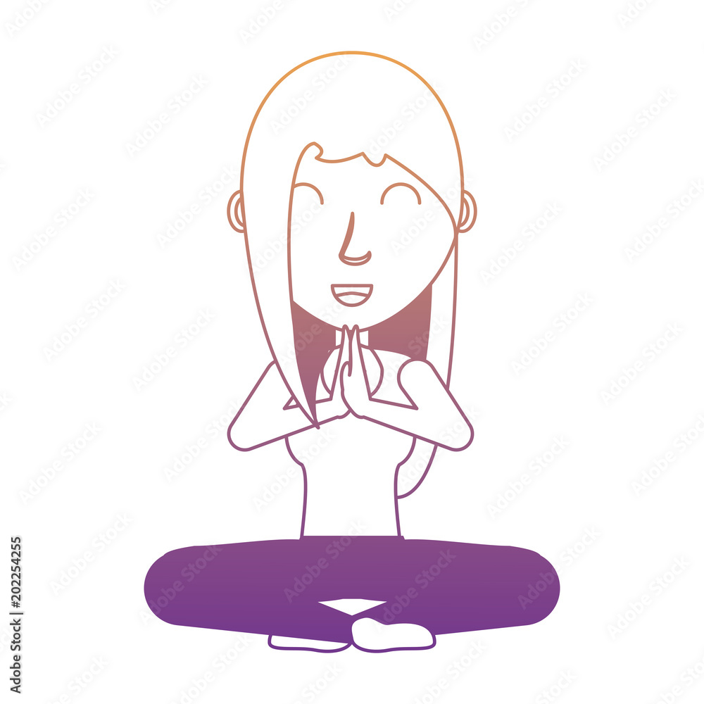 cartoon yogi woman practicing yoga over white background, colorful design. vector illustration cartoon yogi woman practicing yoga over white background, colorful design. vector illustration