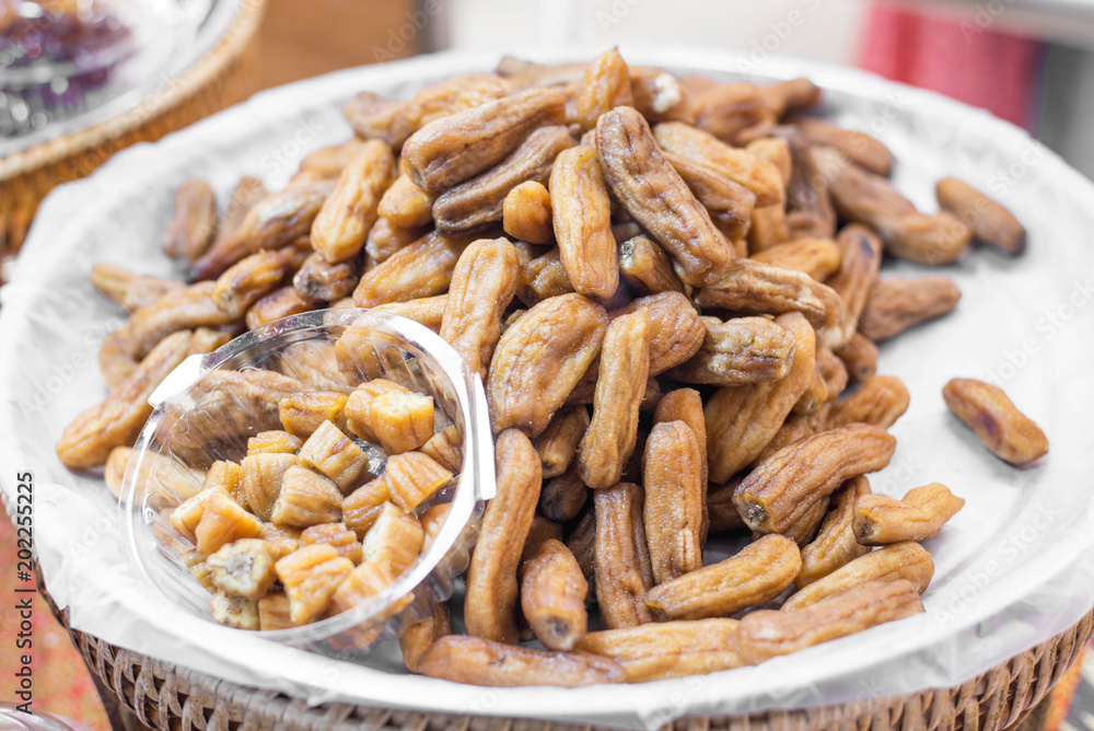 Fototapeta premium Dried bananas traditional Thai snack.