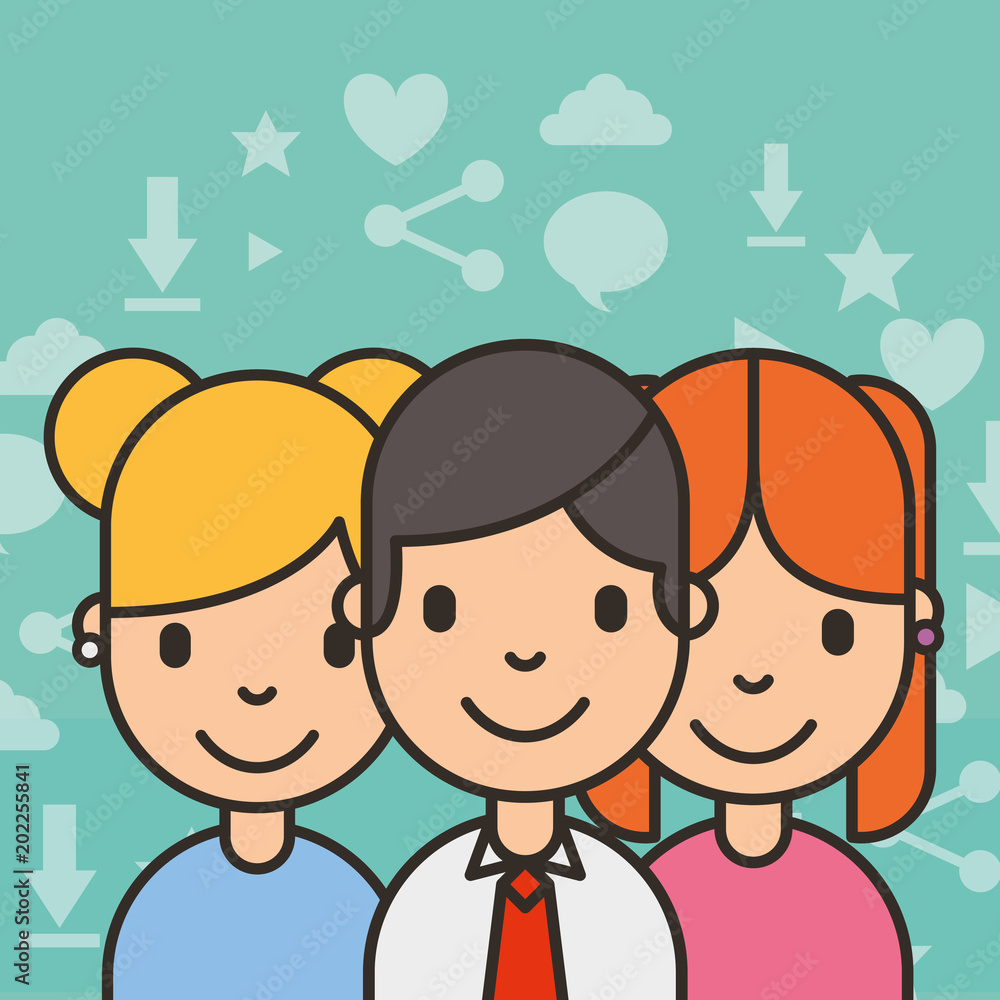 group teenagers people social media background vector illustration group teenagers people social media background vector illustration