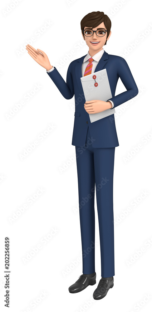 3D illustration character - A businessman with an envelope. 3D illustration character - A businessman with an envelope.
