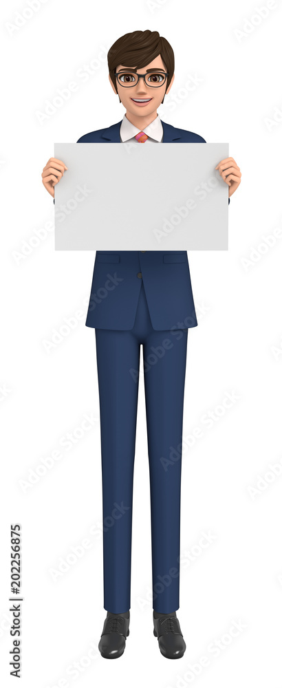 3D illustration character - A business man who illustrates by a white board. 3D illustration character - A business man who illustrates by a white board.