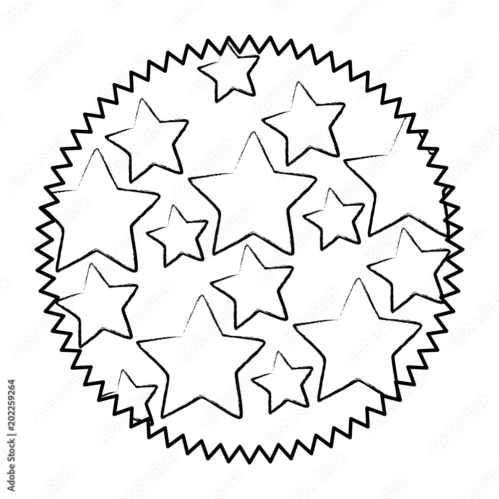 Obraz premium sketch of seal stamp with stars design over white background, vector illustration