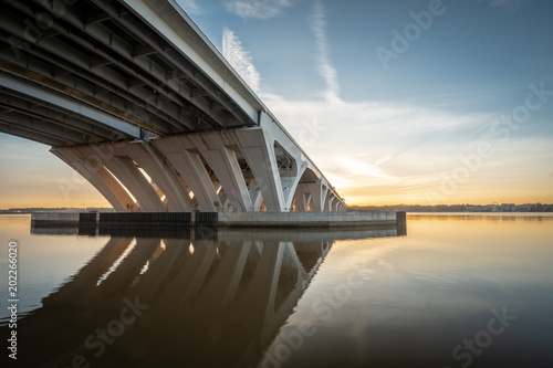 Woodrow Wilson Bridge Overlooking Potomac River in Alexandria Virginia at Sunrise