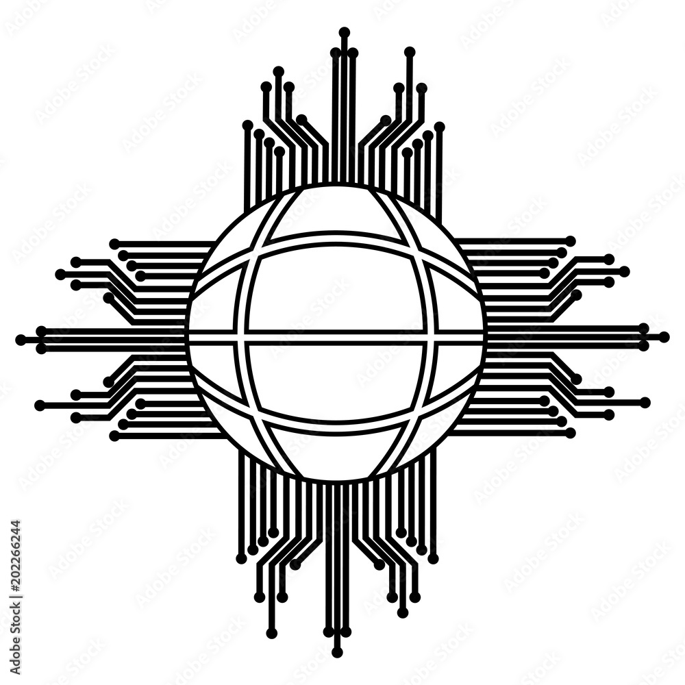 Fototapeta premium sphere planet with circuit electric vector illustration design