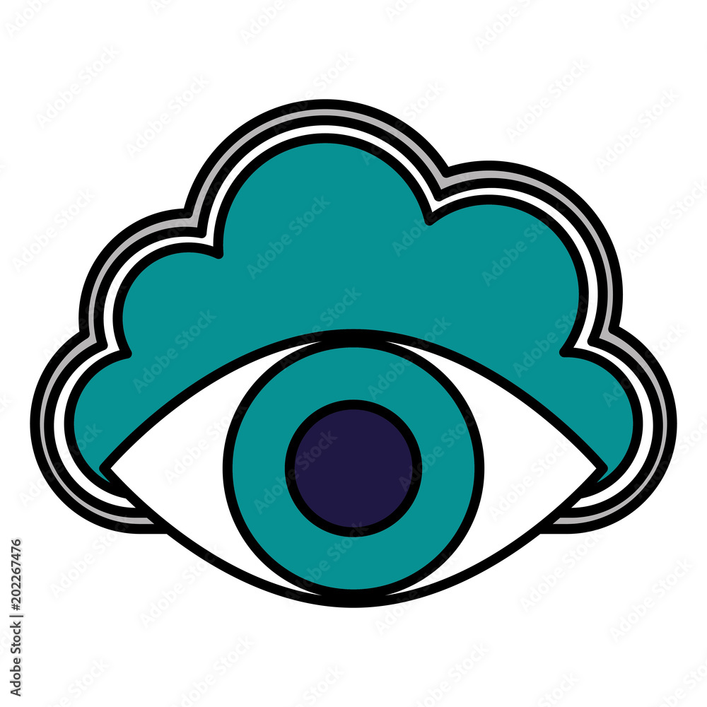 cloud storage cyber security surveillance eye network vector illustration cloud storage cyber security surveillance eye network vector illustration