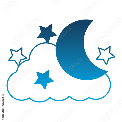 decorative moon cloud and stars vector illustration degraded color photo