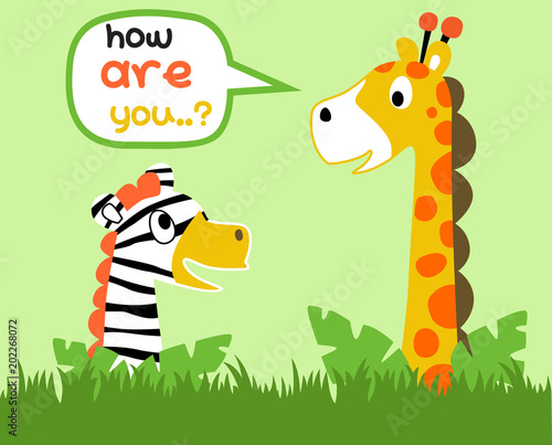 Plakat żyrafa i zebra są najlepszym przyjacielem, ilustracja kreskówka wektor
