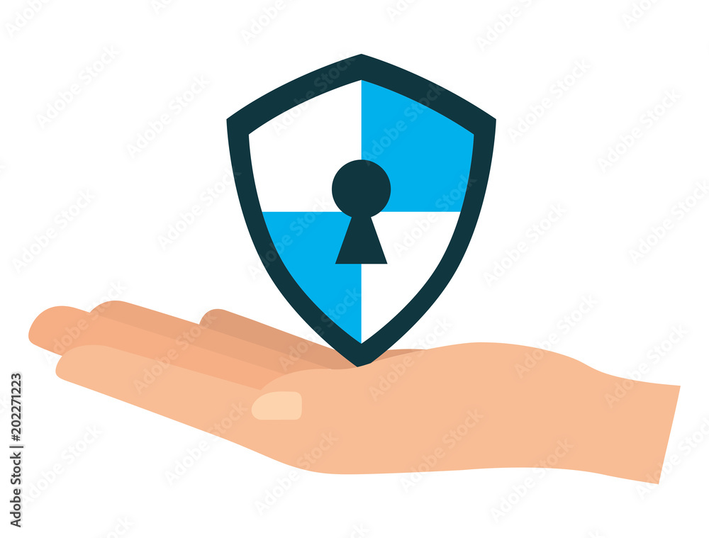 hand with shield guard vector illustration design hand with shield guard vector illustration design