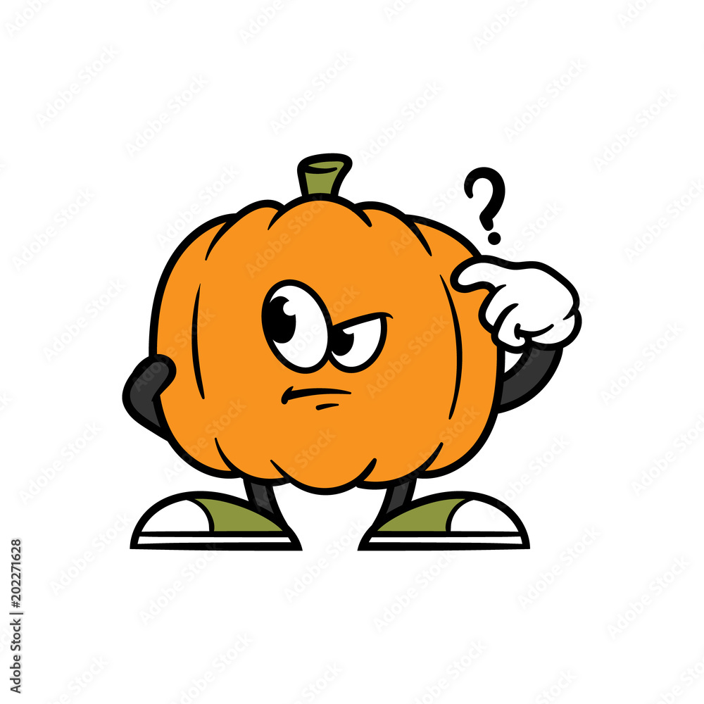 Cartoon Confused Pumpkin Character Stock Vector | Adobe Stock
