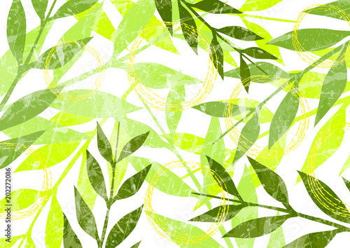 Abstract green leaves drawing paint background vector illustraiton