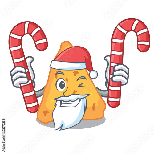 Santa with candy nachos mascot cartoon style