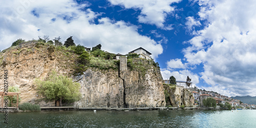 Ohrid, Macedonia, view from boat to old town and rocks at Kaneo © zefart