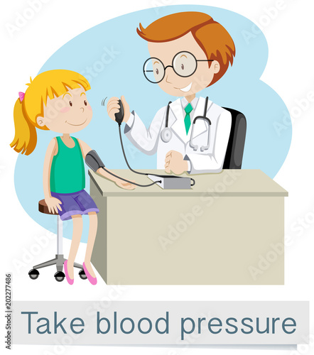 A Girl with Doctor Take Blood Pressure