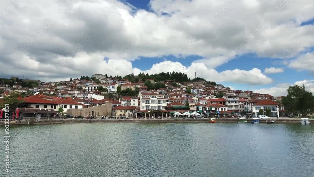 Panoramic view of Ohrid Lake with old town Ohrid, Macedonia Panoramic view of Ohrid Lake with old town Ohrid, Macedonia