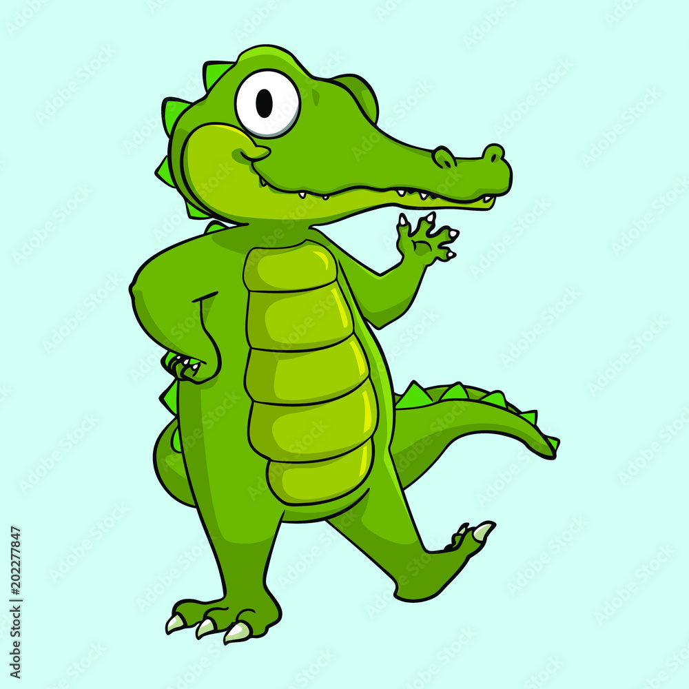 Fototapeta premium Aligator Character Waving