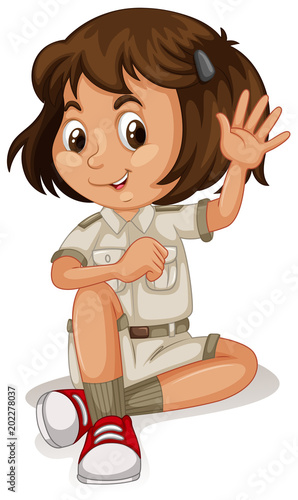 A Cute Zoo Keeper on White Background