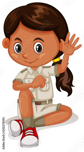 A Cute Zoo Keeper on White Background