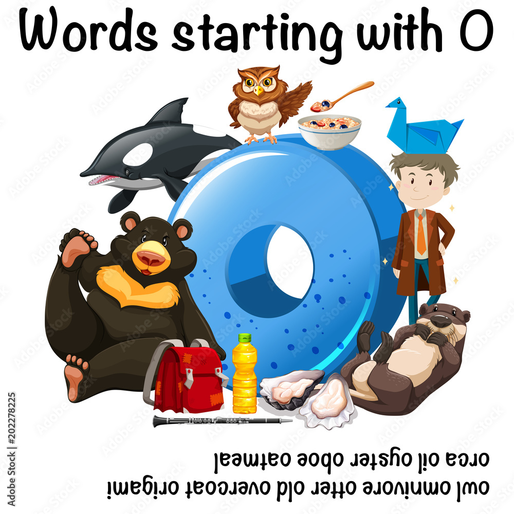 Naklejka premium Words Starting with Letter O