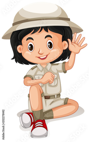 A Cute Zoo Keeper on White Background