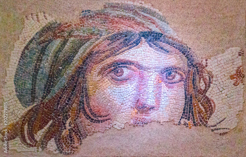 Gypsy Girl, a Byzantine mosaic in the interior of Gaziantep Zeugma Museum photo