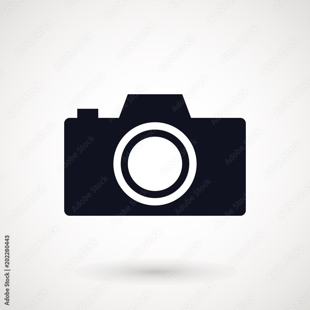 Camera icon, flat photo camera vector isolated. Modern simple snapshot photography sign. Instant Photo internet concept. Trendy symbol for website design, web button, mobile app. Logo illustration Camera icon, flat photo camera vector isolated. Modern simple snapshot photography sign. Instant Photo internet concept. Trendy symbol for website design, web button, mobile app. Logo illustration