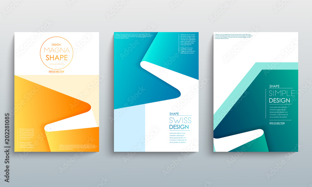 Modern abstract covers set. Cool gradient geometric shapes composition. Futuristic design. Eps10 vector.