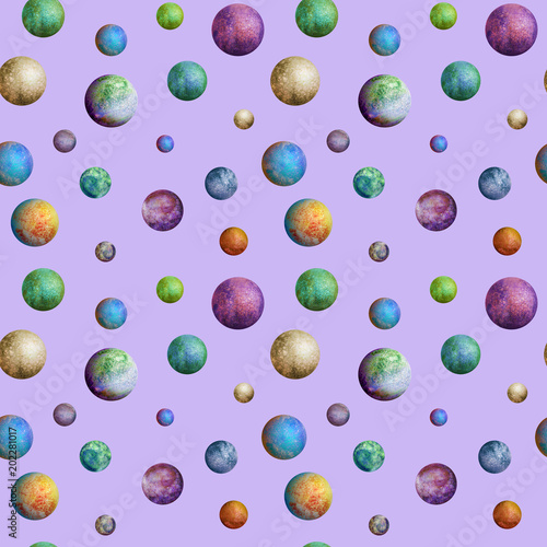 Colorful watercolor planets...