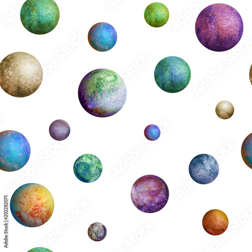 Colorful watercolor planets...