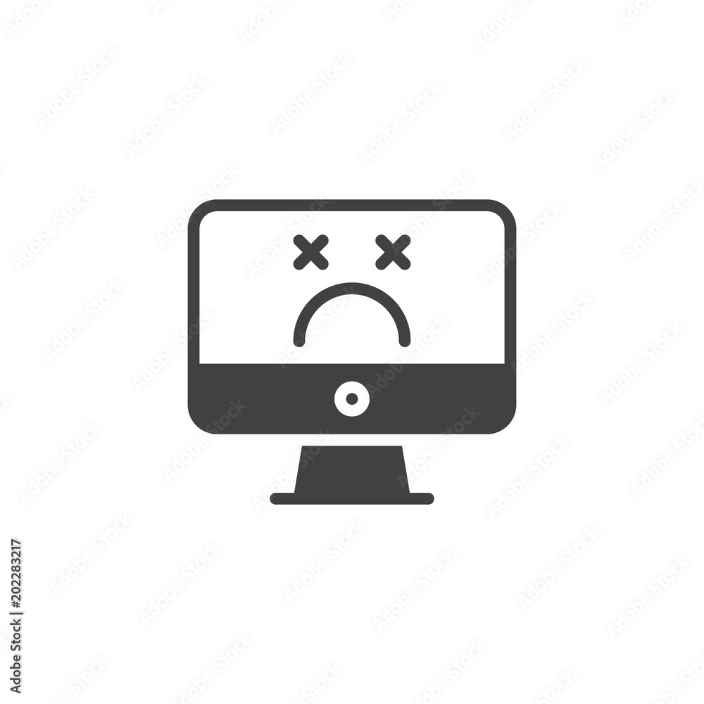 Display with error message vector icon. filled flat sign for mobile concept and web design. Computer error simple solid icon. Symbol, logo illustration. Pixel perfect vector graphics Display with error message vector icon. filled flat sign for mobile concept and web design. Computer error simple solid icon. Symbol, logo illustration. Pixel perfect vector graphics