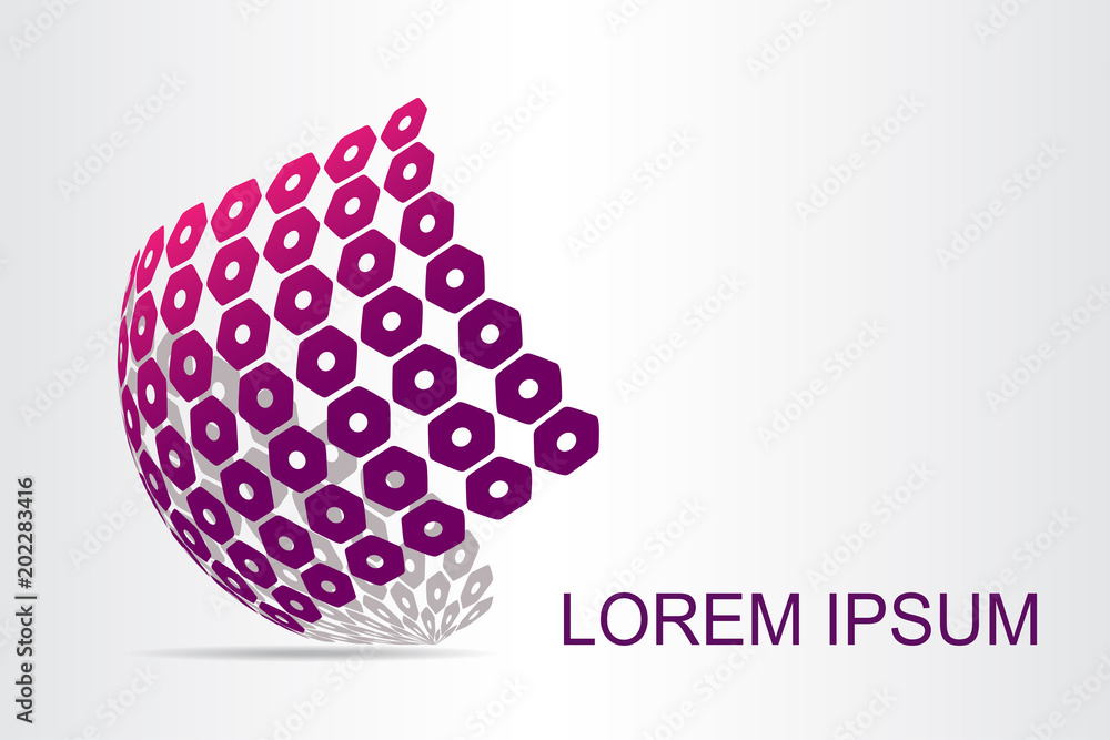 Abstract technology logo stylized spherical surface with abstract shapes. Abstract technology logo stylized spherical surface with abstract shapes.