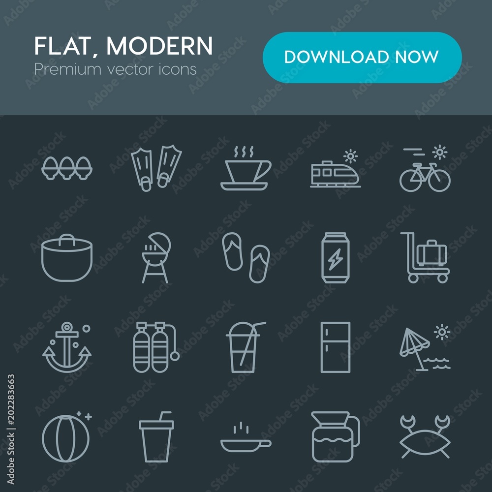 Modern Simple Set of food, drinks, travel Vector outline Icons. Contains such Icons as sea, crab, fruit, equipment, underwater, easter and more on dark background. Fully Editable. Pixel Perfect Modern Simple Set of food, drinks, travel Vector outline Icons. Contains such Icons as sea, crab, fruit, equipment, underwater, easter and more on dark background. Fully Editable. Pixel Perfect