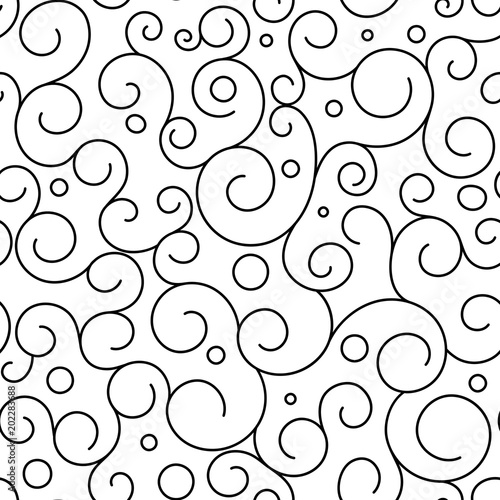 Seamless pattern of swirl ornament.