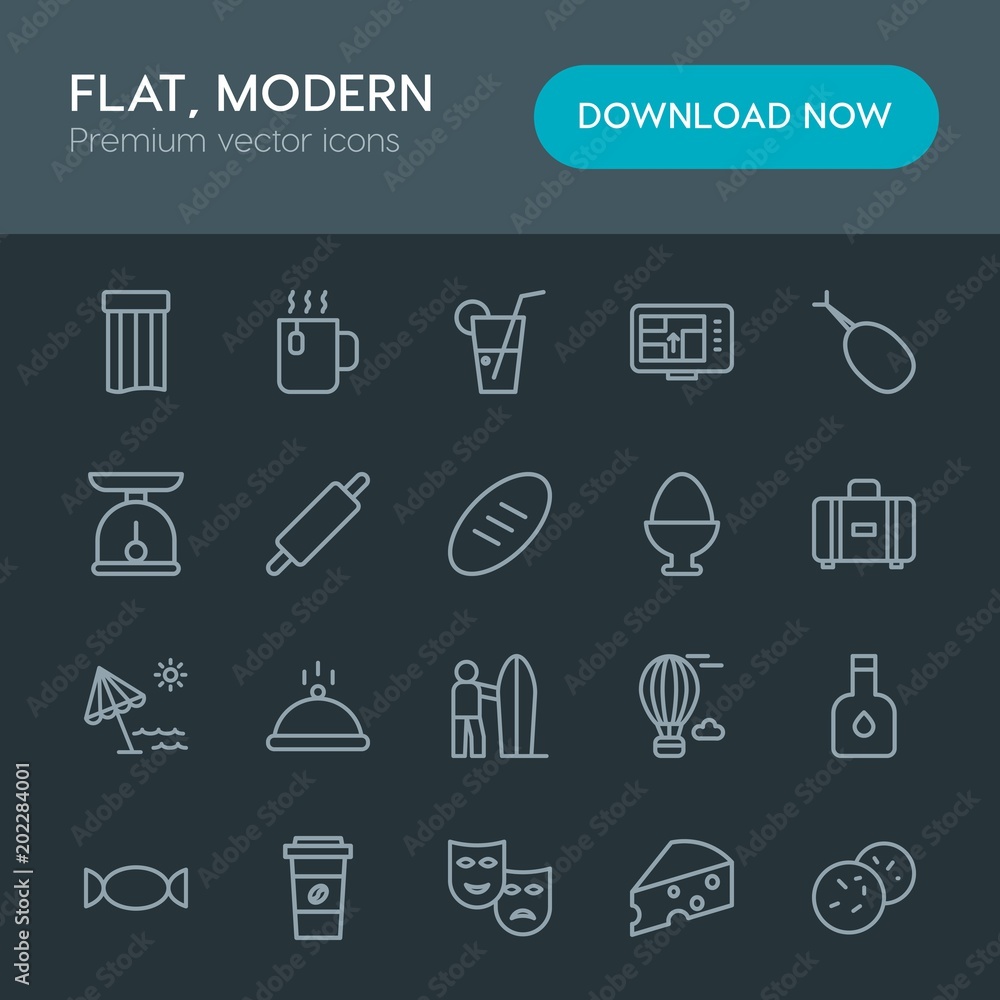 Modern Simple Set of food, drinks, travel Vector outline Icons. Contains such Icons as cookie, catering, tea, gps, map, piece, vinegar and more on dark background. Fully Editable. Pixel Perfect Modern Simple Set of food, drinks, travel Vector outline Icons. Contains such Icons as cookie, catering, tea, gps, map, piece, vinegar and more on dark background. Fully Editable. Pixel Perfect