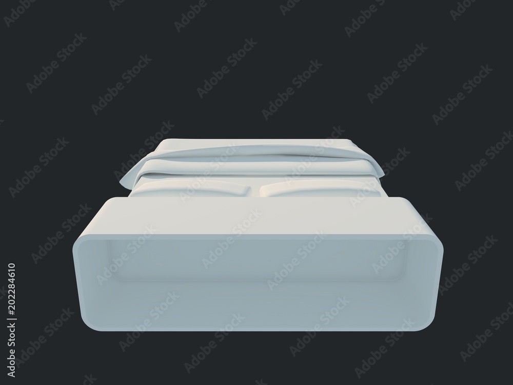 3d rendering of a white bed isolated on a black dark background 3d rendering of a white bed isolated on a black dark background