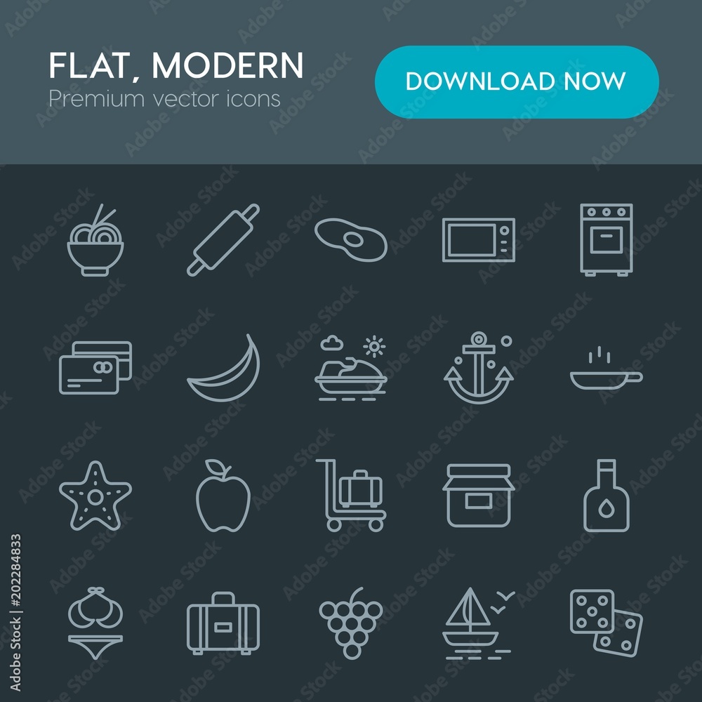 Modern Simple Set of food, drinks, travel Vector outline Icons. Contains such Icons as fruit, kitchen, fashion, leaf, fresh, noodle and more on dark background. Fully Editable. Pixel Perfect Modern Simple Set of food, drinks, travel Vector outline Icons. Contains such Icons as fruit, kitchen, fashion, leaf, fresh, noodle and more on dark background. Fully Editable. Pixel Perfect