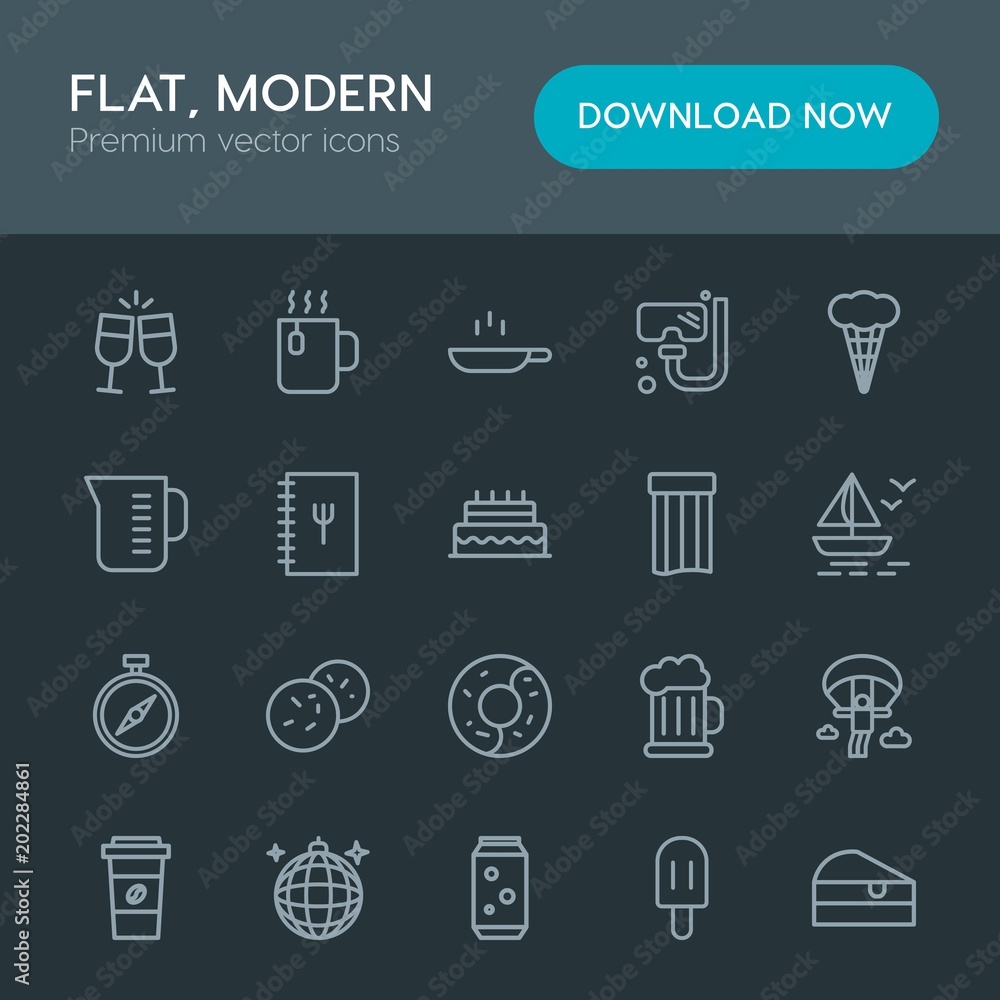 Modern Simple Set of food, drinks, travel Vector outline Icons. Contains such Icons as cream, cooking, adventure, drink, tea, toast and more on dark background. Fully Editable. Pixel Perfect Modern Simple Set of food, drinks, travel Vector outline Icons. Contains such Icons as cream, cooking, adventure, drink, tea, toast and more on dark background. Fully Editable. Pixel Perfect
