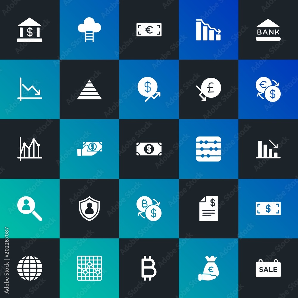 Modern Simple Set of business, money, charts Vector fill Icons. Contains such Icons as bar, finance, banking, note, offer and more on dark and gradient background. Fully Editable. Pixel Perfect. Modern Simple Set of business, money, charts Vector fill Icons. Contains such Icons as bar, finance, banking, note, offer and more on dark and gradient background. Fully Editable. Pixel Perfect.