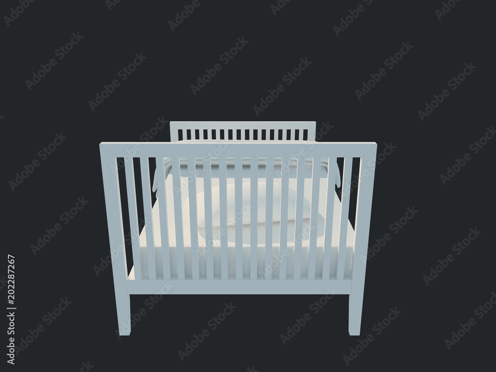 3d rendering of a white bed isolated on a black dark background 3d rendering of a white bed isolated on a black dark background