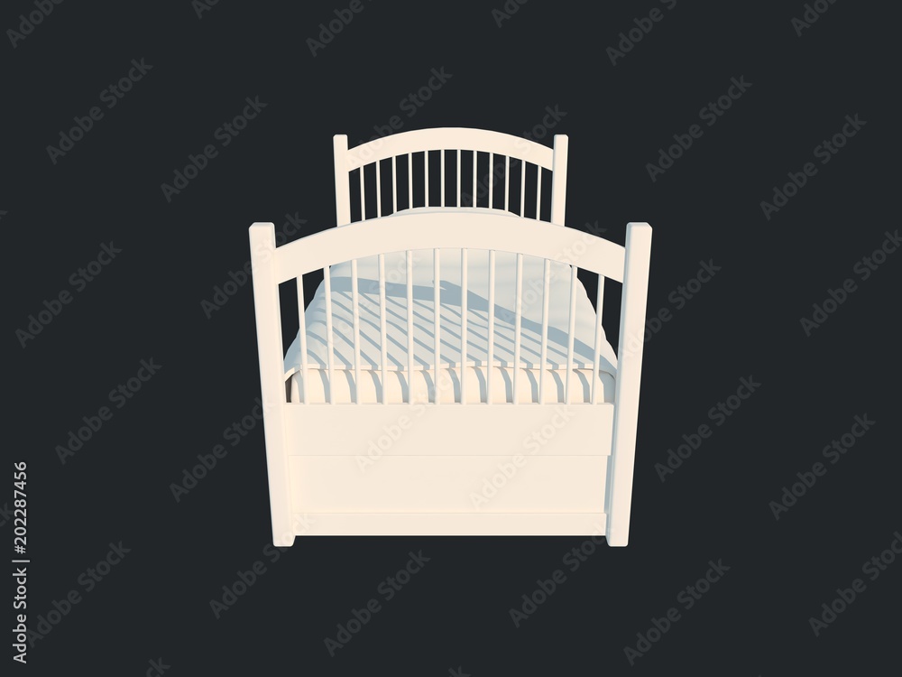 3d rendering of a white bed isolated on a black dark background 3d rendering of a white bed isolated on a black dark background