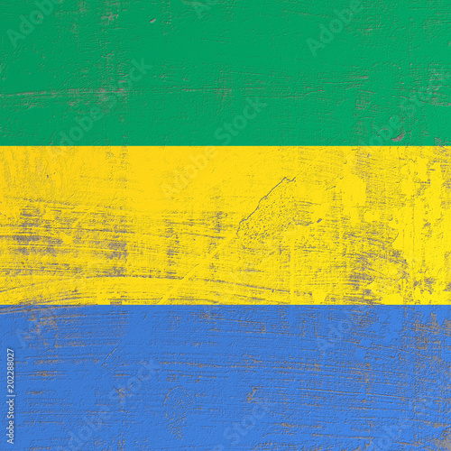 Scratched Gabonese Republic flag