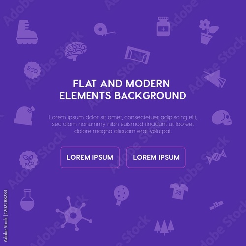 health, science, sports, nature fill vector icons and elements background concept on purple background.Multipurpose use on websites, presentations, brochures and more