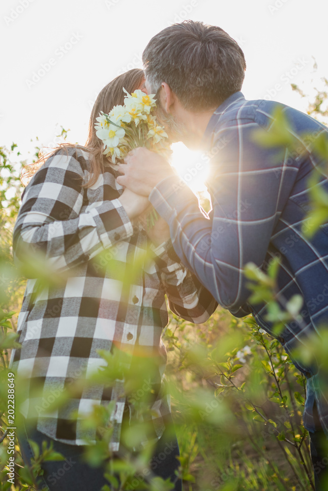 View of Couple with passionate faces want kiss. Love and kiss concept. Couple ...