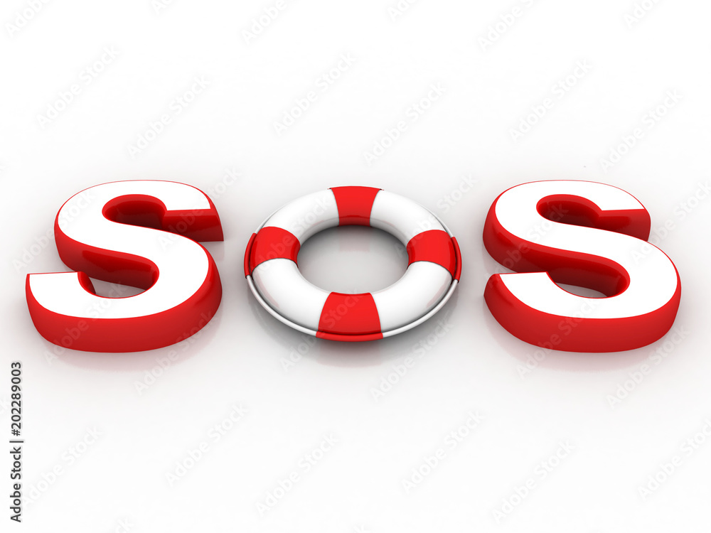 3d rendering Lifebuoy SOS Sign 3d rendering Lifebuoy SOS Sign