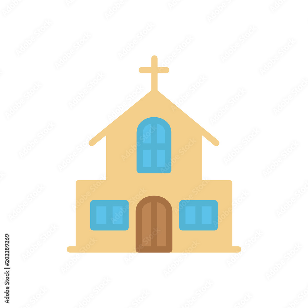 Church building easter flat icon vector Church building easter flat icon vector