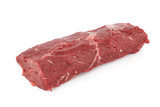 big piece of beef fillet on a white background