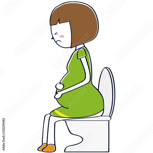 かわいい妊婦 おかっぱ　トイレ