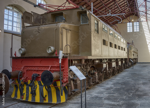 Detail of an electric locomotive, italian classic vintage photo